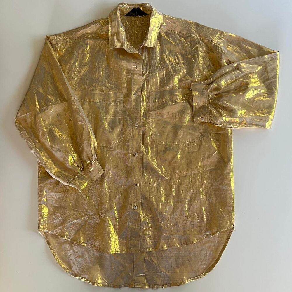 Vintage Gold Button Up Blouse